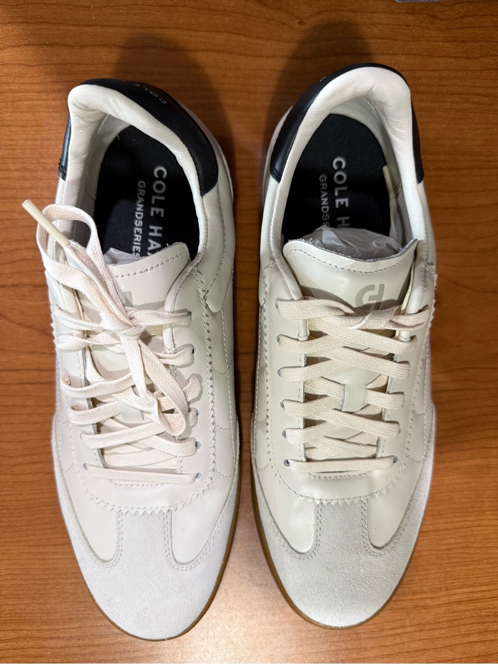 Cole Haan Men’s Cream and Black GrandSeries Leather Sneakers